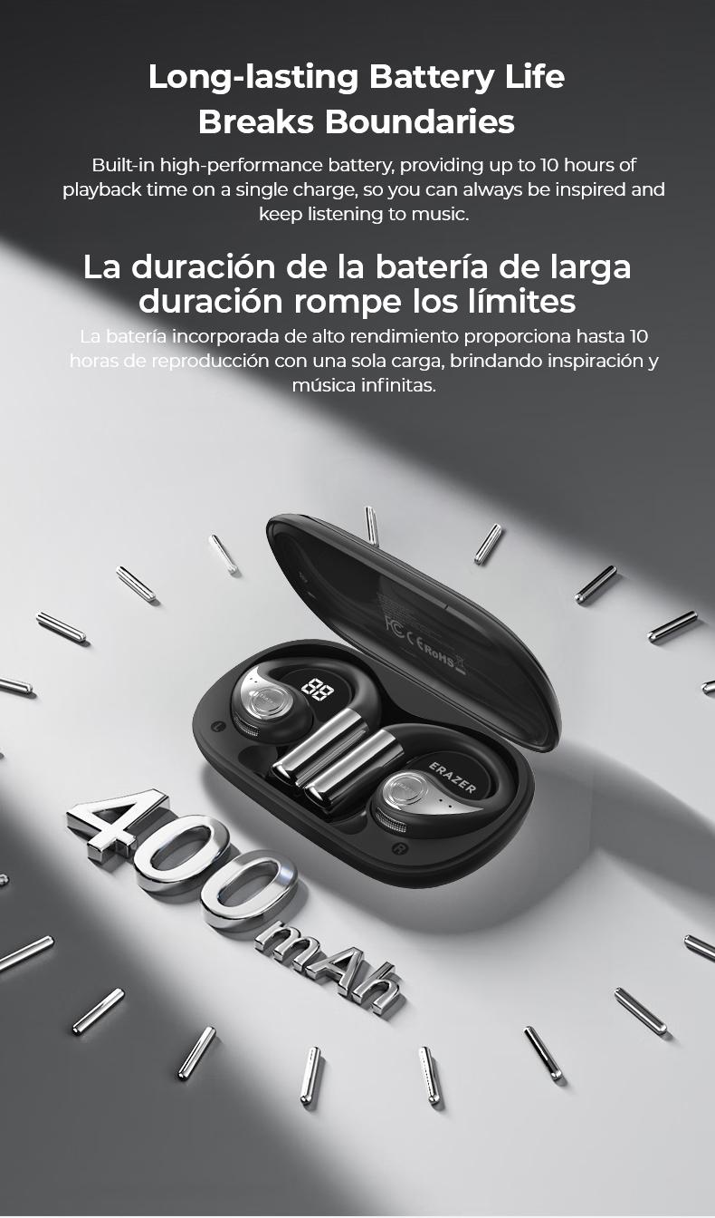 ERAZER XP9 OWS True Wireless Bluetooth Earphones, Open Ear Headphones for iPhone Android Mobile Phone, Waterproof Headseets with Display Charging Case Earbuds