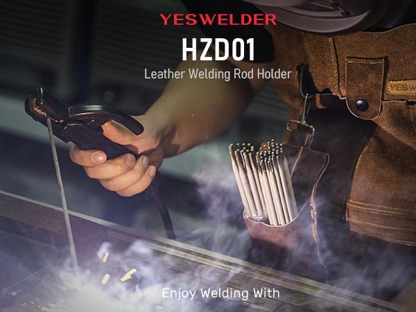 YESWELDER Flame Retardant Cowhide Leather Welding Rod Holder, Thickened Electrodes Rod Bag, Wearable Welding Electrode Storage Can