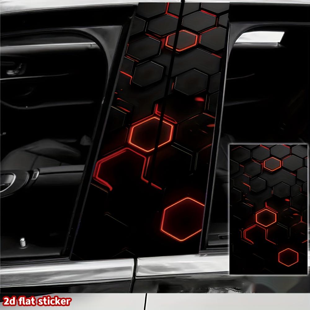 2-piece checkered pattern car sticker, Car decals, suitable for all car models, waterproof, scratch resistant, durable vinyl sticker, used for car door B-bar, self-adhesive and easy to install, space theme