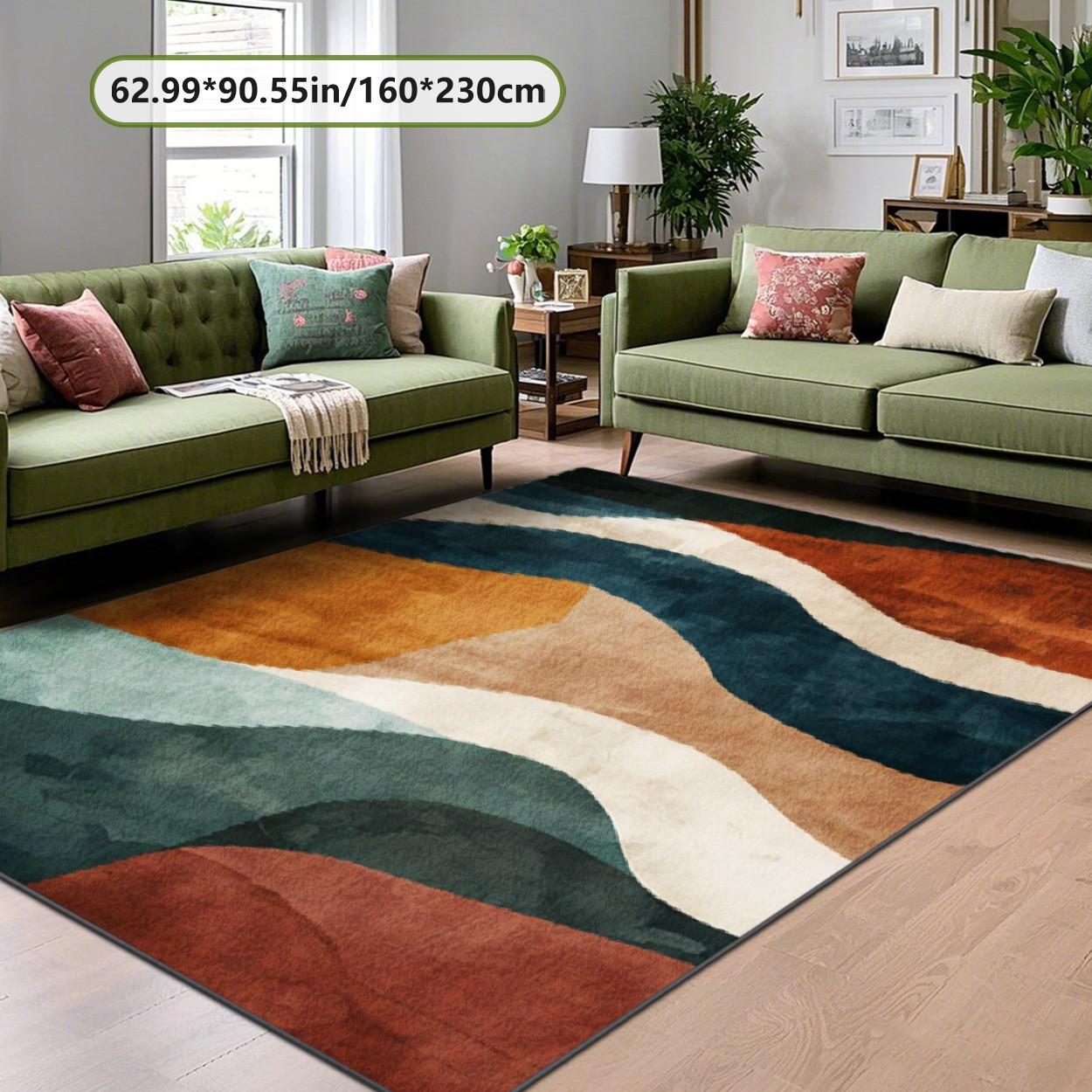 Velvet soft and comfortable patterned printed carpet, Geometric pattern rug, suitable for multiple scenarios, available in various sizes, soft and non-shedding.
