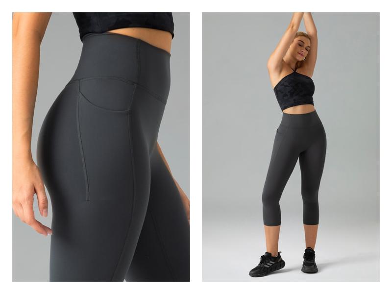 Colorfulkoala Women's No Front Seam Yoga Capri 21" with Side Pocket Dreamlux High-Waisted Tummy Control Workout Leggings  Petite Length