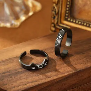 2pcs stainless steel Silvery, stylish and cute, with adjustable split decorative rings for cats and dogs, suitable for couples to wear daily or as gifts