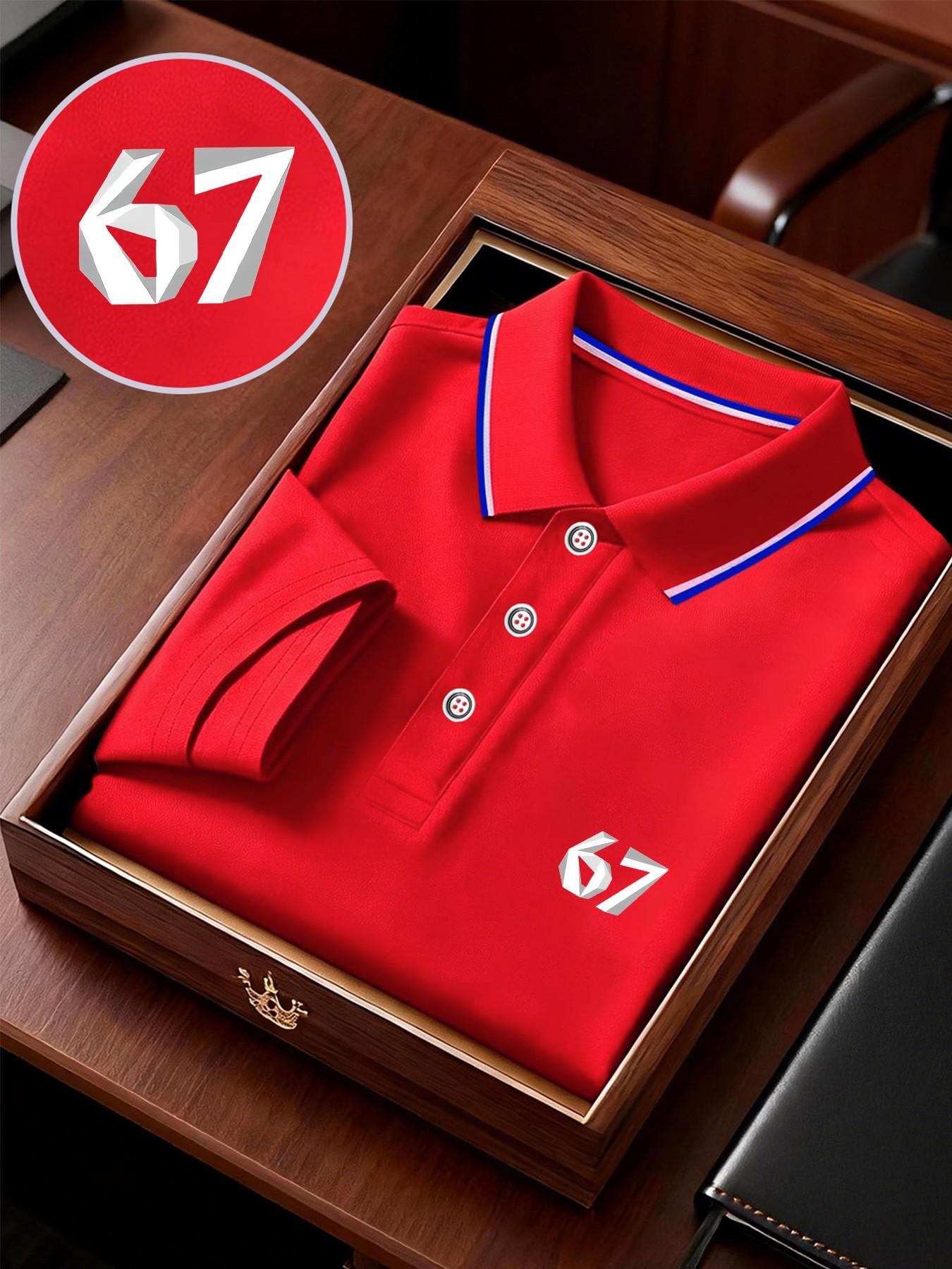 Men's Geometric Print Polo Shirt, Loose-Fit Short Sleeve, Breathable Elastic Fabric, Casual Business Tee, Spring Summer Outdoor Wear