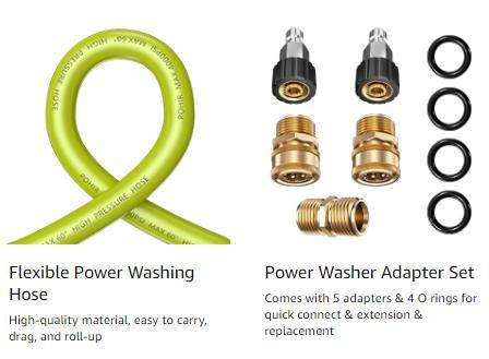 POHIR Pressure Washer Hose 50FT*1/4, Kink Free 4000 PSI Power Washer Hose M22 14/15mm Thread Compatible, Flexible Extension Hose for Cleaning Jobs