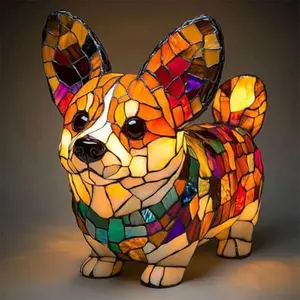 USB Plug-in Retro Style Color Resin Dog Shaped LED Night Light Warm Atmosphere Home Lighting Colorful Artistic Decor Ornaments