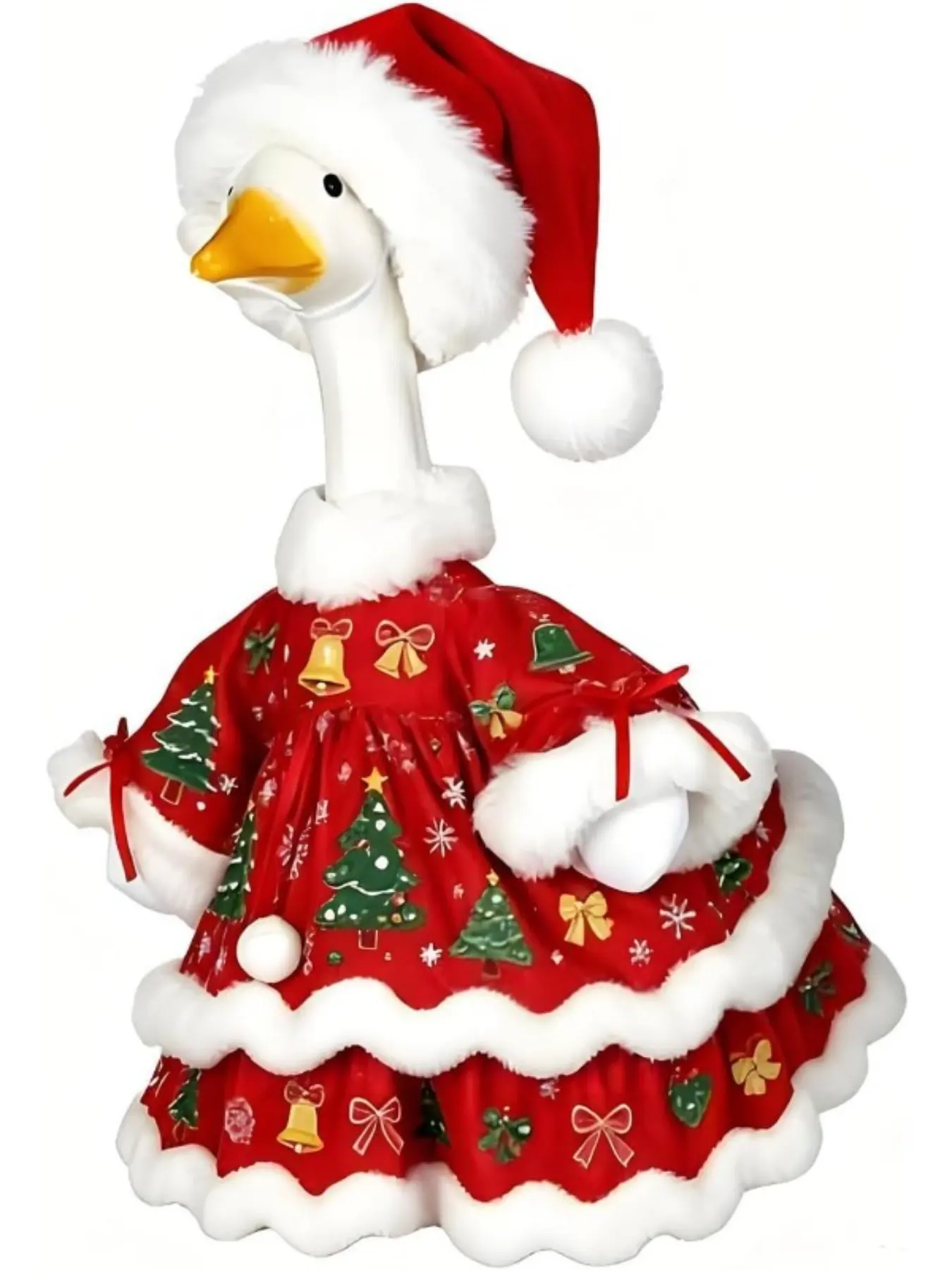 23 Inch Christmas Porch Goose Costume Green Monster Outfit | Fuzzy Fur Jumpsuit,Shawl, Bow Headband, Geese Holiday Clothes Set, Lawn Outdoor Decro