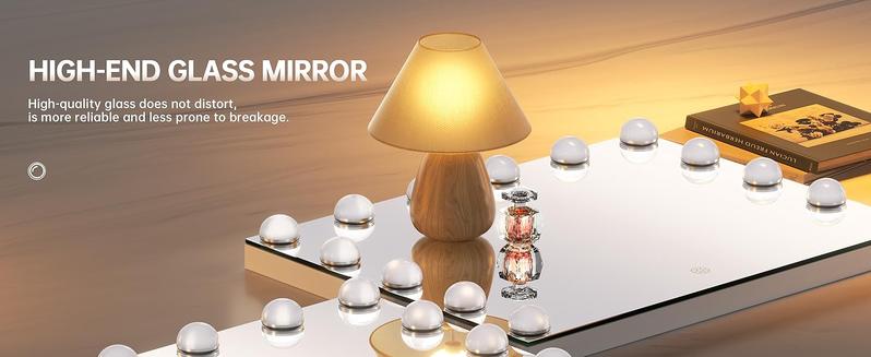 Hasipu Vanity Mirror with Lights, Hollywood Mirror, Makeup Mirror with Dimmable Bulbs, Smart Touch 3 Colors Dimmable, 360 Rotation, White