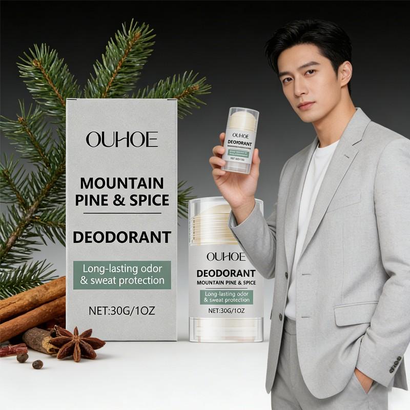 Ouhoe Men's Body Stick, Refreshing Non-Greasy Formula, Long-Lasting Fragrance, Gentle Skin Care, Ideal for Daily Use