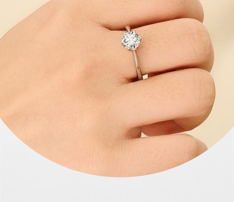 Classic six-prong imitation moissanite adjustable ring for women, high-end copper alloy, simple and stylish, popular cross-border foreign trade item