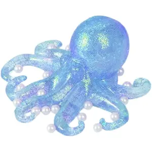 Lovely Octopus Modeling Soft Tactile Squeeze Toy Glitter Decor for Work Breaks Home Leisure Hand Exercise and Daily Relax