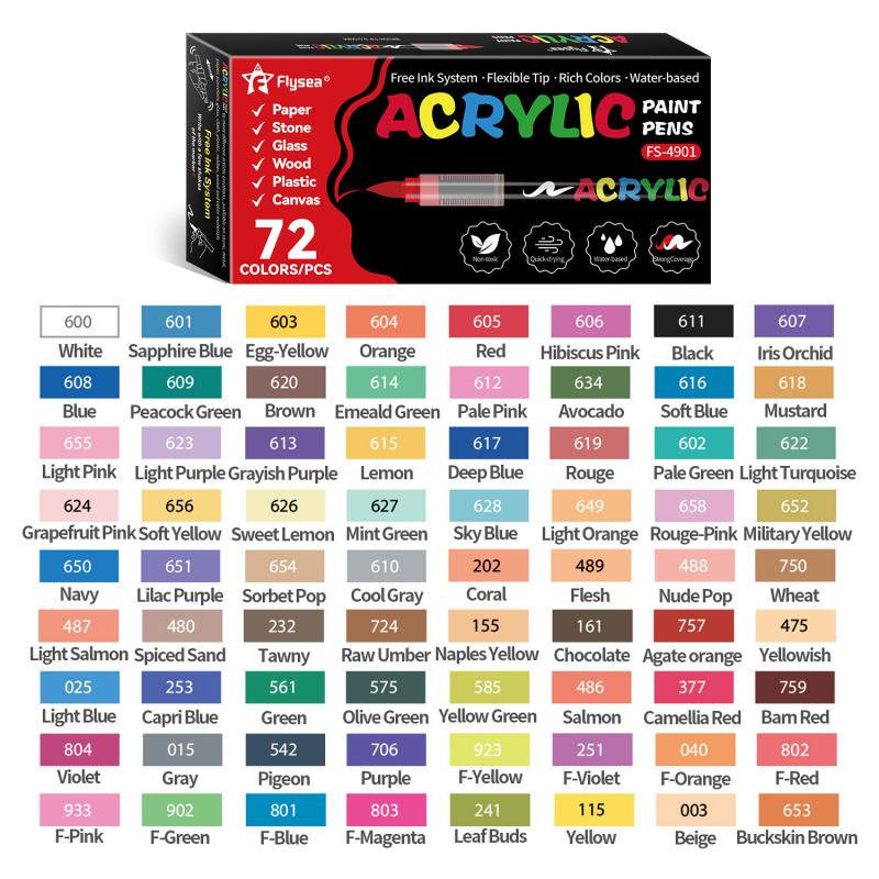 Acrylic Paint Markers, Soft Brush Tip Acrylic Paint Pens, Quick-Drying Waterproof Ink, for Rock Painting Plastic Wood Canvas Glass Ceramic Metal Art Crafts Supplies Christmas Gift