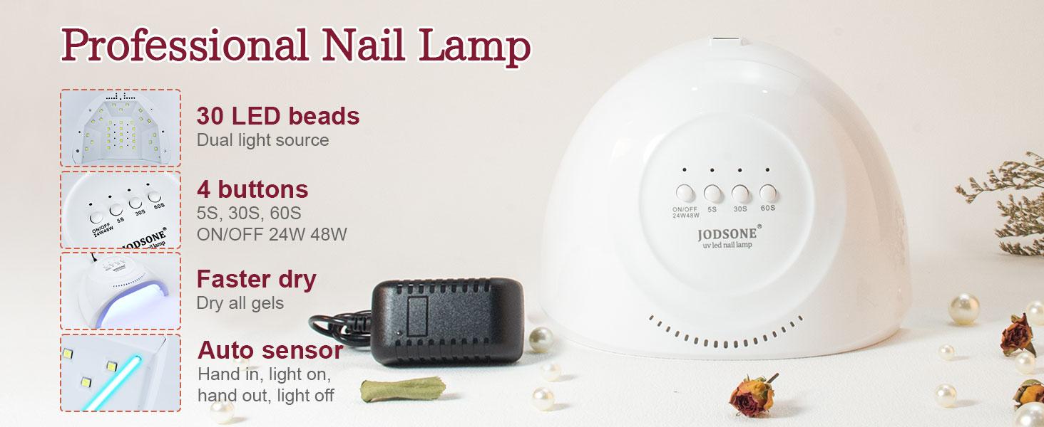 JODSONE Gel Nail Polish Kit 60 PCS with U V Light Soak off Base Top Coat Gel Polish 55 Shine Colors Gel Nail Kit Bright and Dark Brown Wine Red Series Manicure Set for Women and Girls