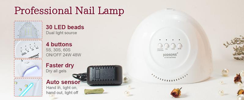 JODSONE Gel Nail Polish Kit 60 PCS with U V Light Soak off Base Top Coat Gel Polish 55 Shine Colors Gel Nail Kit Bright and Dark Brown Wine Red Series Manicure Set for Women and Girls