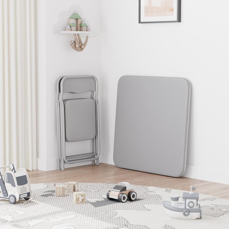 Kids Folding Activity Table and Chairs 3 Piece Set, Portable, with PU Soft Cushion,Suitable for Home Eating,Reading and Playing