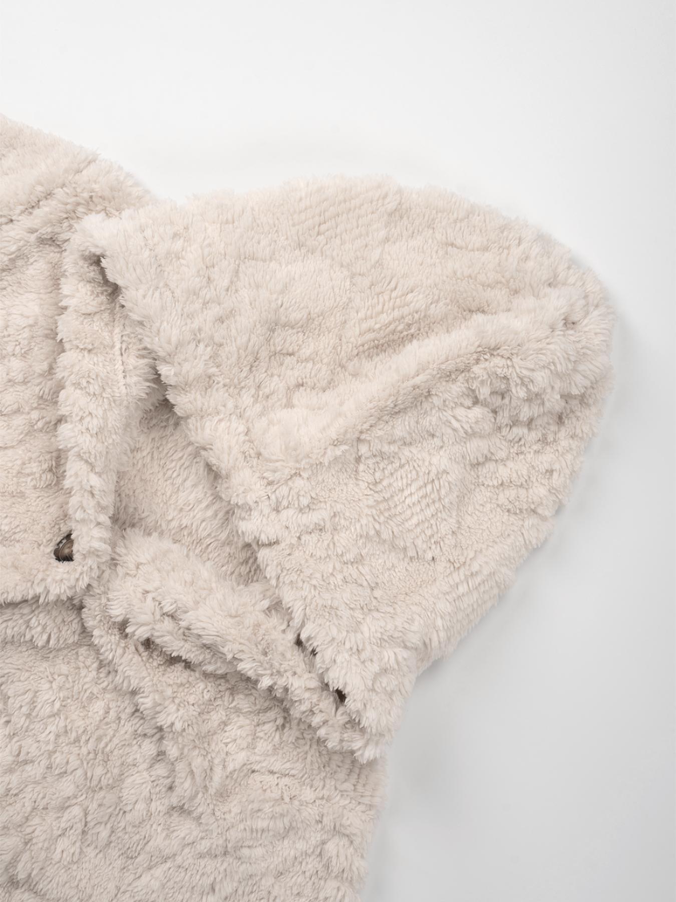 Women's Fall Winter Warm Hooded Plush Jacket, Soft Textured Button Front Coat, Casual Loose Fit Outerwear for Daily Wear