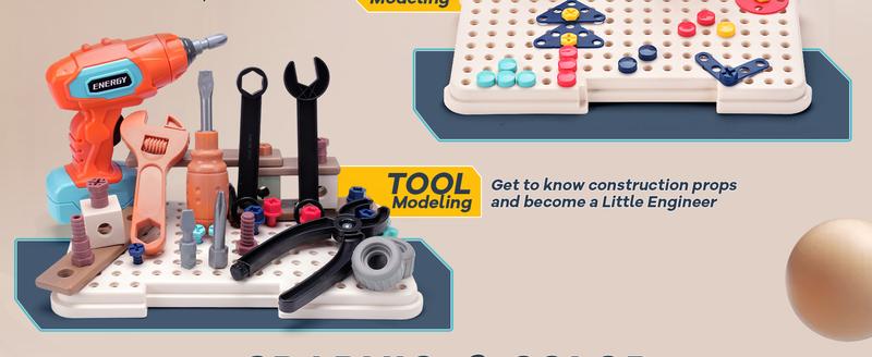 Magic Montessori Play Toolbox with Electric Drill, Kids Tool set Real, Toddler Screwdriver Toy Power Tools Box Drill and Screw kit for Boys Girls