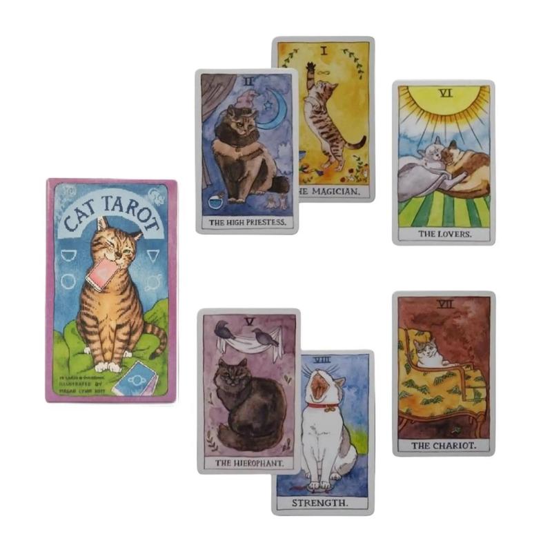 Cat Tarot 10.3x6cm Cute Cat Design English Cards A 78 Deck Visions Divination Edition Borad Games Holiday Party Playing Card