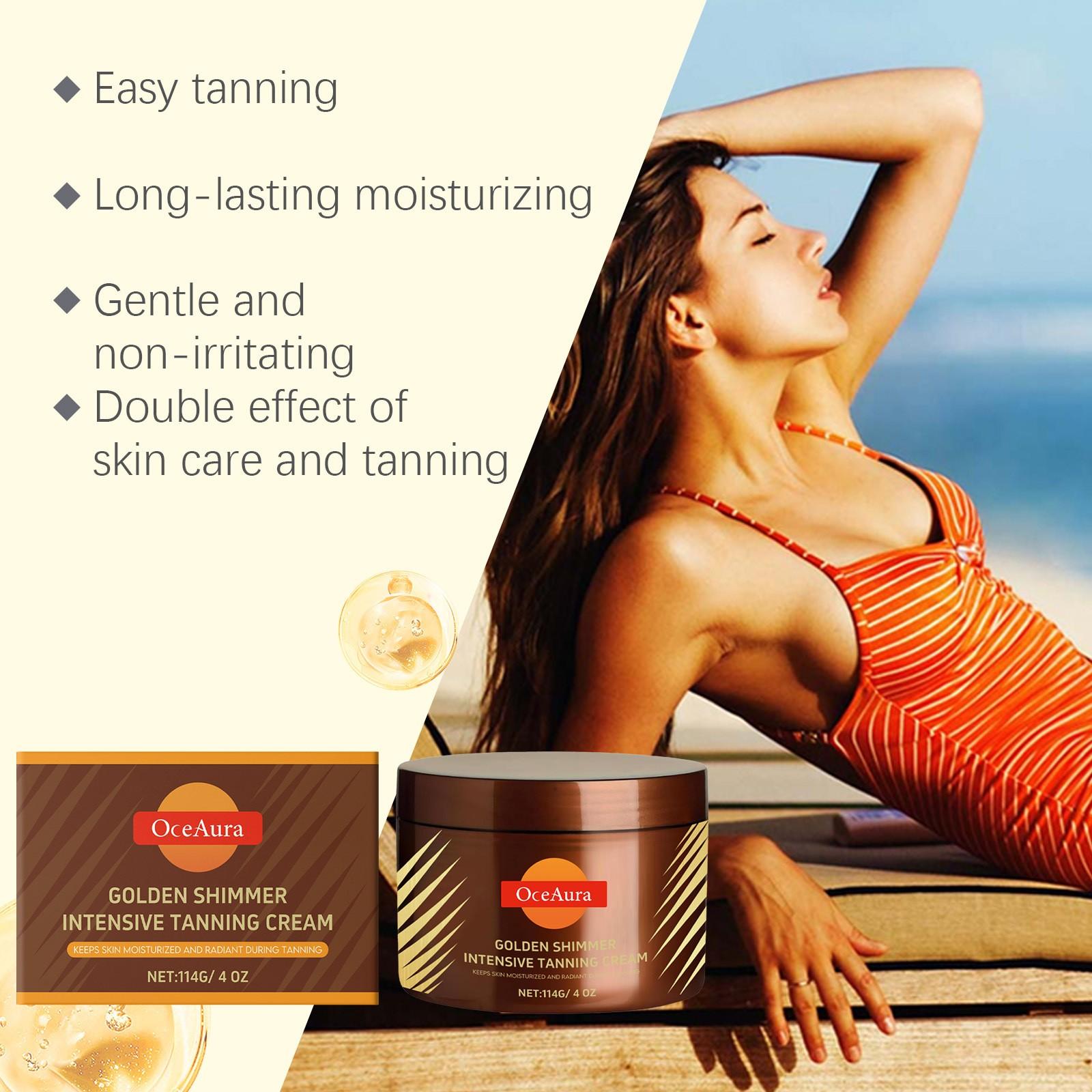 Shiny Darkening Body Cream (114g), Gentle Care for Skin, Summer Sun Protection, Even Tone, Nourishing Glow, Single Item