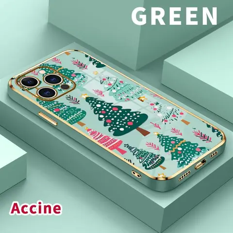 Luxury Electroplating Slim TPU Flex Cellphone Case - Holiday Tree Art Pattern, Anti-Fingerprint, Durable, Protection, Shock Absorption, Slip-Safe Grip, Lightweight Protector for iPhone 11,12,13,14 Plus,15 Pro Max,16,17,18 Back Cover Phone Accessory