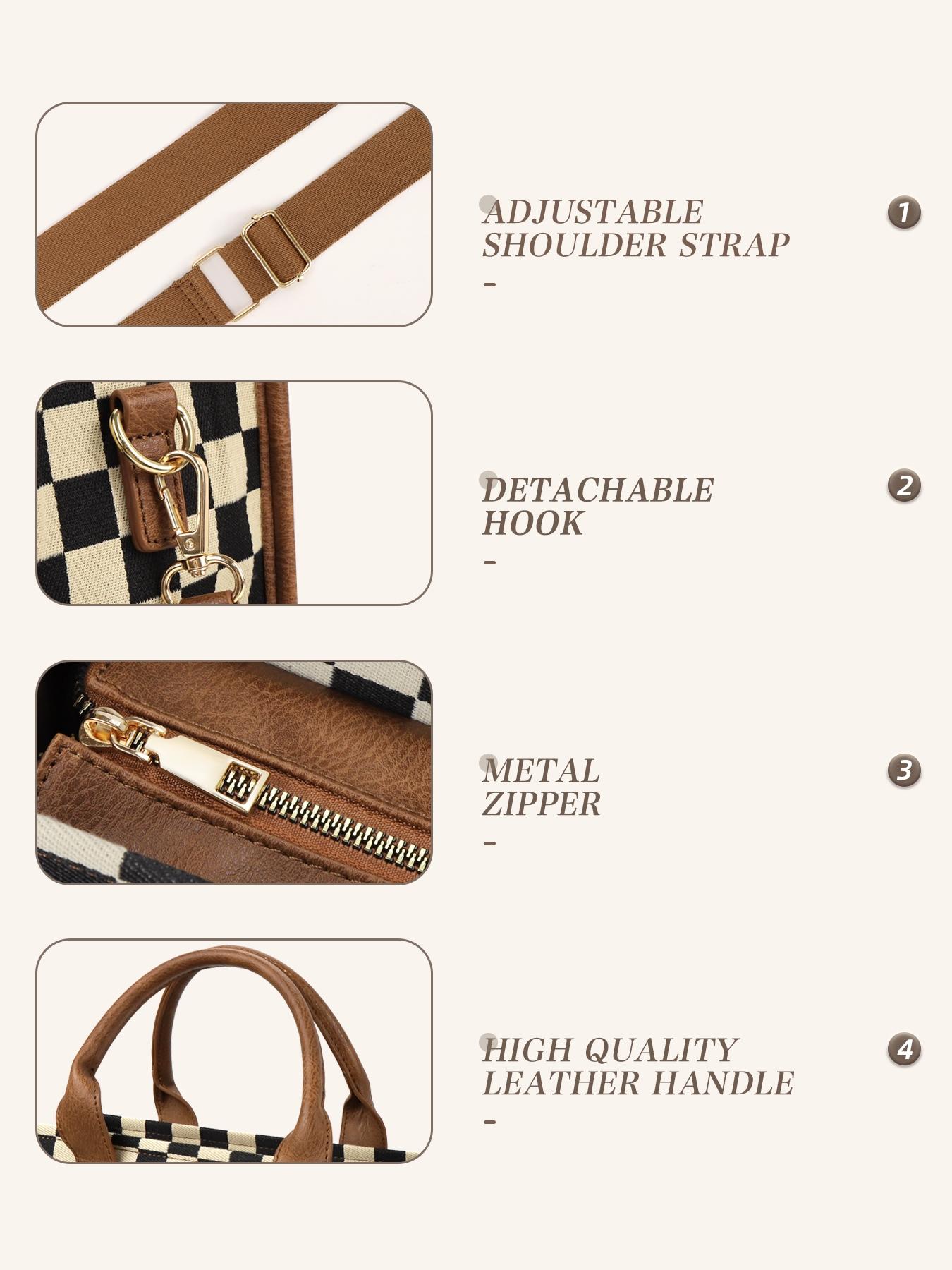 Checkerboard Pattern Tote Bag, Fashionable Canvas Classic Shoulder Bag for Women, Casual Trendy Versatile High-quality Daily Commuting Bag, Girl Fashionable Shopping Bag