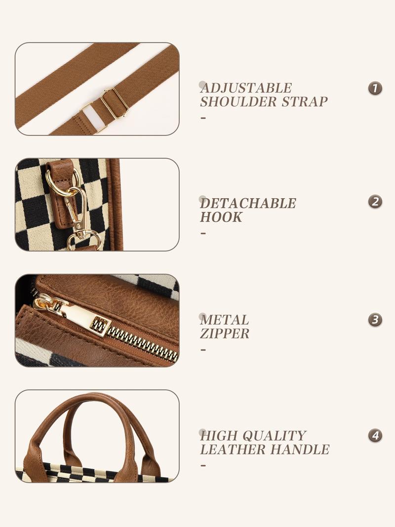 Checkerboard Pattern Tote Bag, Fashionable Canvas Classic Shoulder Bag for Women, Casual Trendy Versatile High-quality Daily Commuting Bag, Girl Fashionable Shopping Bag