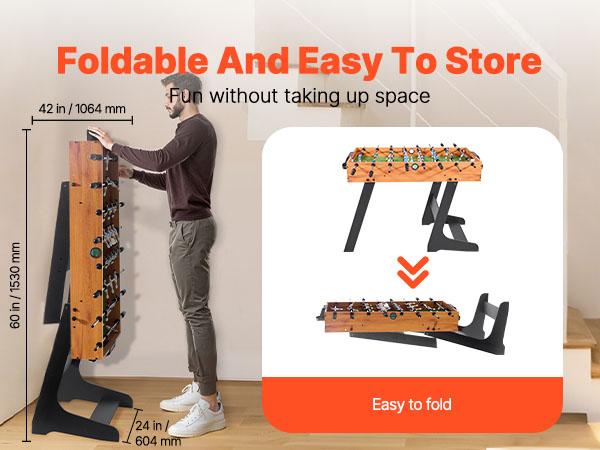 VEVOR Folding Foosball Table, 42 inch Standard Size Table, Indoor Full Size Foosball Tables for Home, Family, and Game Room, Durable Soccer Set, Includes 2 Balls VEVOR Folding Foosball Table, 42 inch Standard Size Table, Indoor Full Size Foosball Tables for Home, Family, and Game Room, Durable Soccer Set, Includes 2 Balls