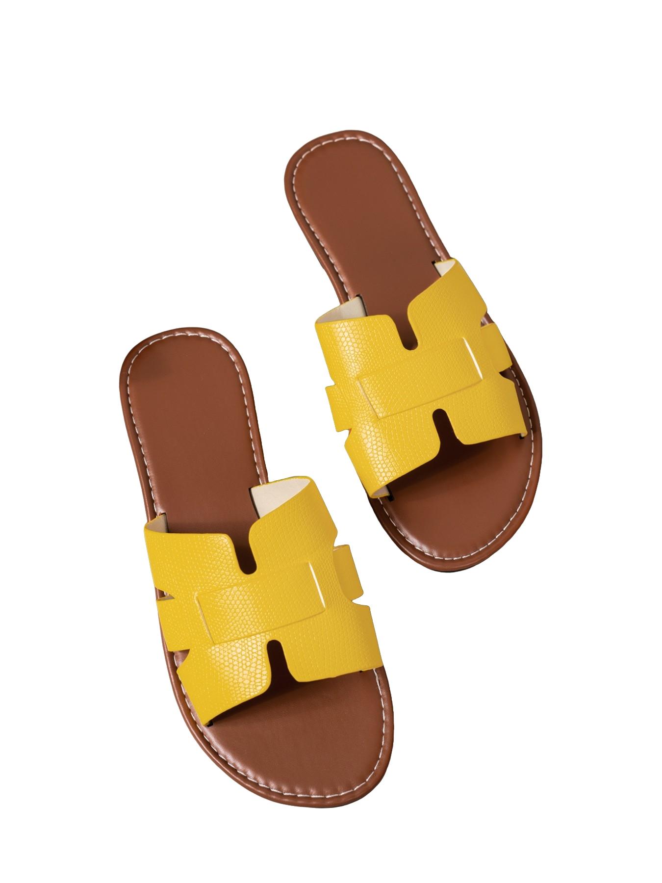 Women's Fashionable Plain Color Slide Sandals, Casual Comfortable Flat Sandals for Summer, Lightweight Breathable Shoes for Daily Wear