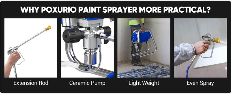 1200W Airless Paint Sprayer, 3300PSI High Efficiency Airless Sprayer with Extension Rod, Thinning-Free for Home Exterior and Interior 1200W Airless Paint Sprayer, 3300PSI High Efficiency Airless Sprayer with Extension Rod, Thinning-Free for Home Exterior and Interior