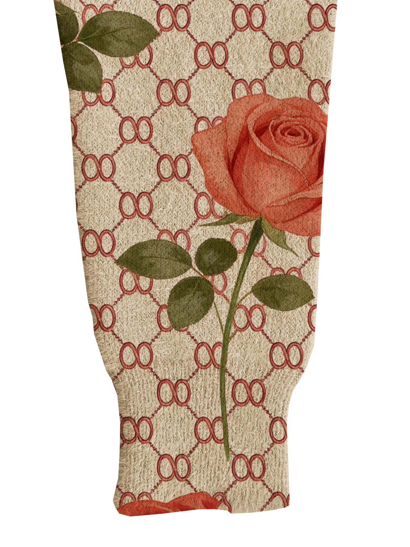 Women's Geometric Floral Print Stand Collar Sweater, Casual Long Sleeve Knitwear for Fall Winter, Comfortable Warm Daily Wear