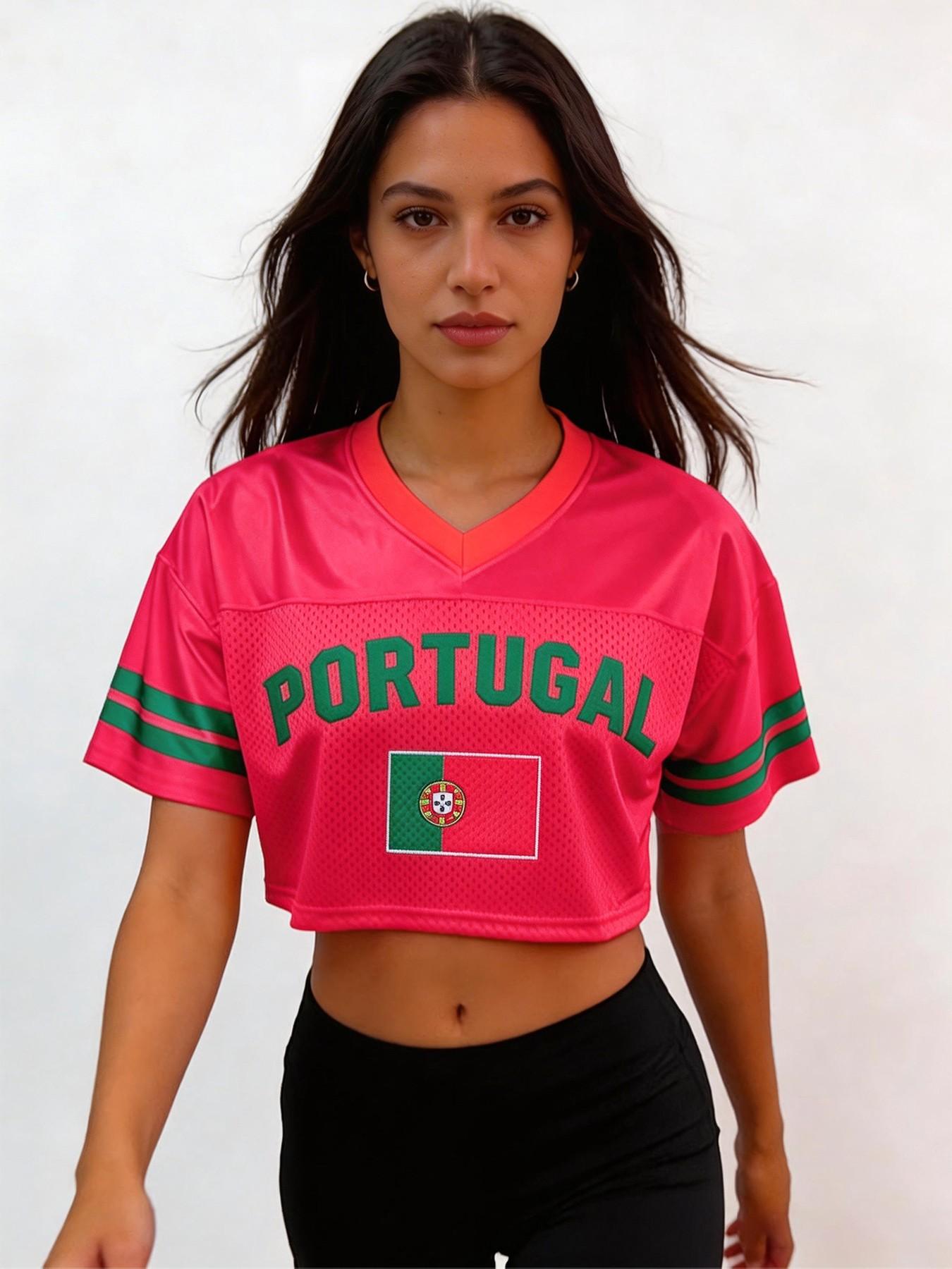 Women's Germany/Brazil/USA/Argentina/France/South Korea/South Africa/Netherlands/Mexico/Portugal/Japan/Uruguay/Spain/Italy/England Soccer Jersey | 2026 World Cup Country Crop Top | Football Fan Game Day Shirt