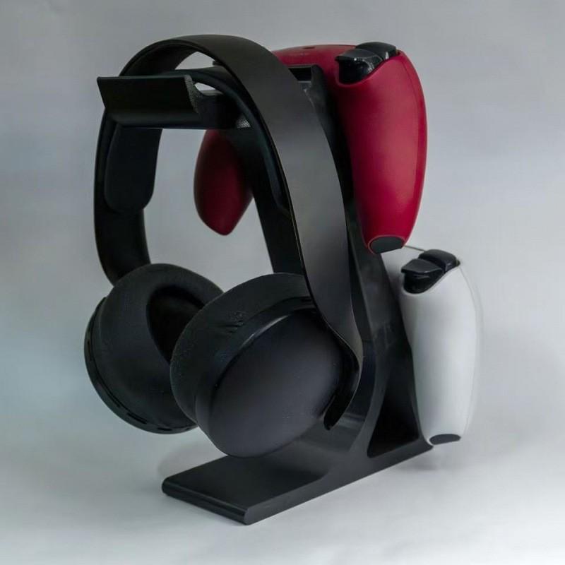 Ps5 & Xbox Controller Stand & Headphone Holder, 2 Game Controllers + 1 Headphone Storage Rack, Durable Plastic, Space-Saving, Game Console Accessories