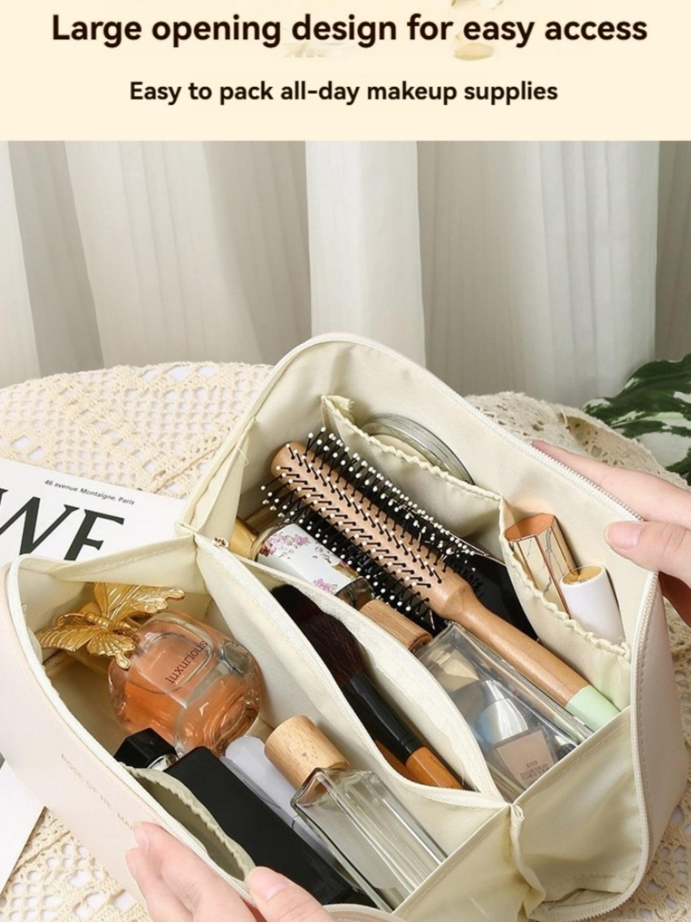 Multifunctional Waterproof PU Travel Toiletry Bag, Large Capacity Makeup Organizer, Portable Handheld Cosmetic Storage Pouch