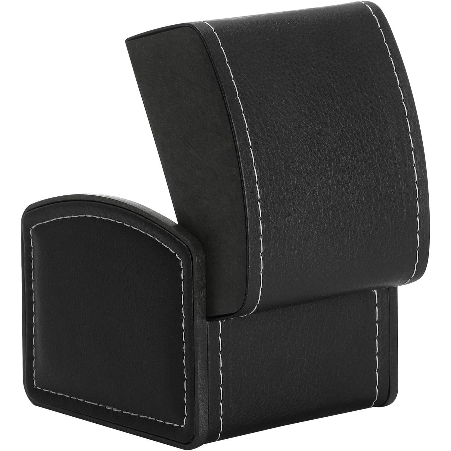 Luxury Single Watch  Box with Removable Pillow, PU Leather Single Watch Case Wristwatch  Storage Display Holder Cases for Men and Women (Black)