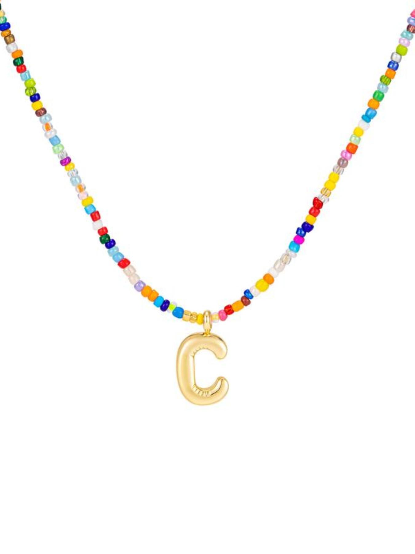 Initial Letter Pendant Beaded Necklace, Fashionable Colorful Beaded Necklace for Women & Girls, Trendy All-match & Exquisite Jewelry for Birthday Gift, Necklace for Daughter