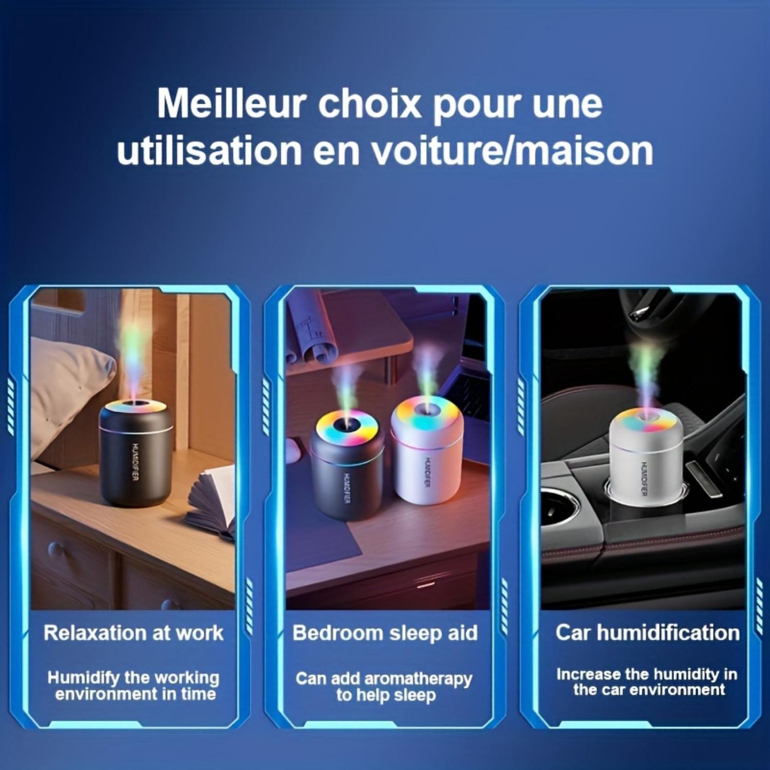 Portable mini humidifier: ultra quiet, with color LED lights and 2-speed spray - ideal for bedroom/office/car, Christmas gift