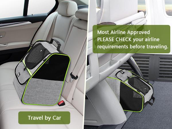 Pecute trapezoidal cat backpack, comfortable travel, well-ventilated, available in black and grey.