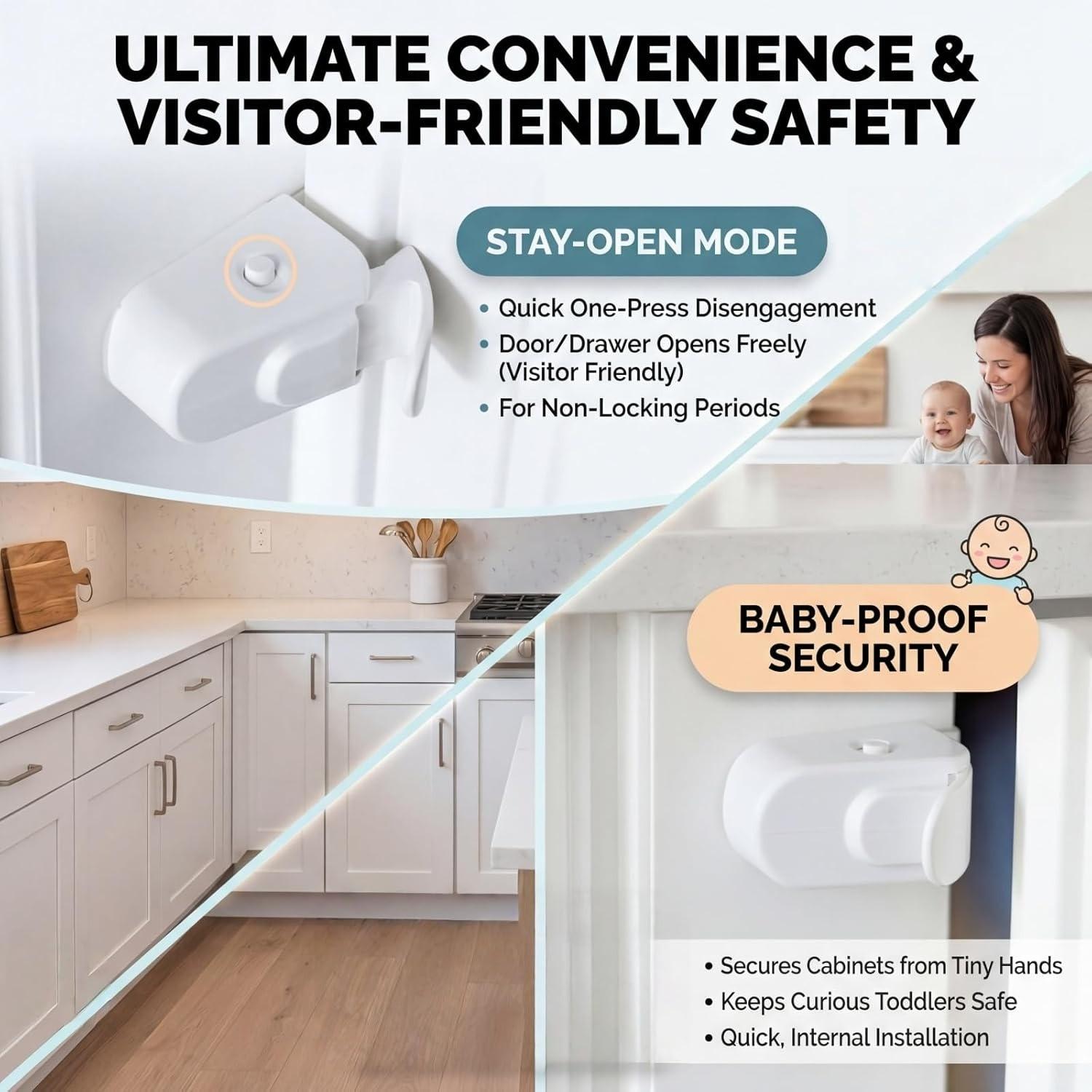 Child Proof Door Lock, Snap-On Door Knob Safety Lock & Door Handle Child Lock, No Tools Required, Fits Knobs & Levers for Baby Toddler Home Safety