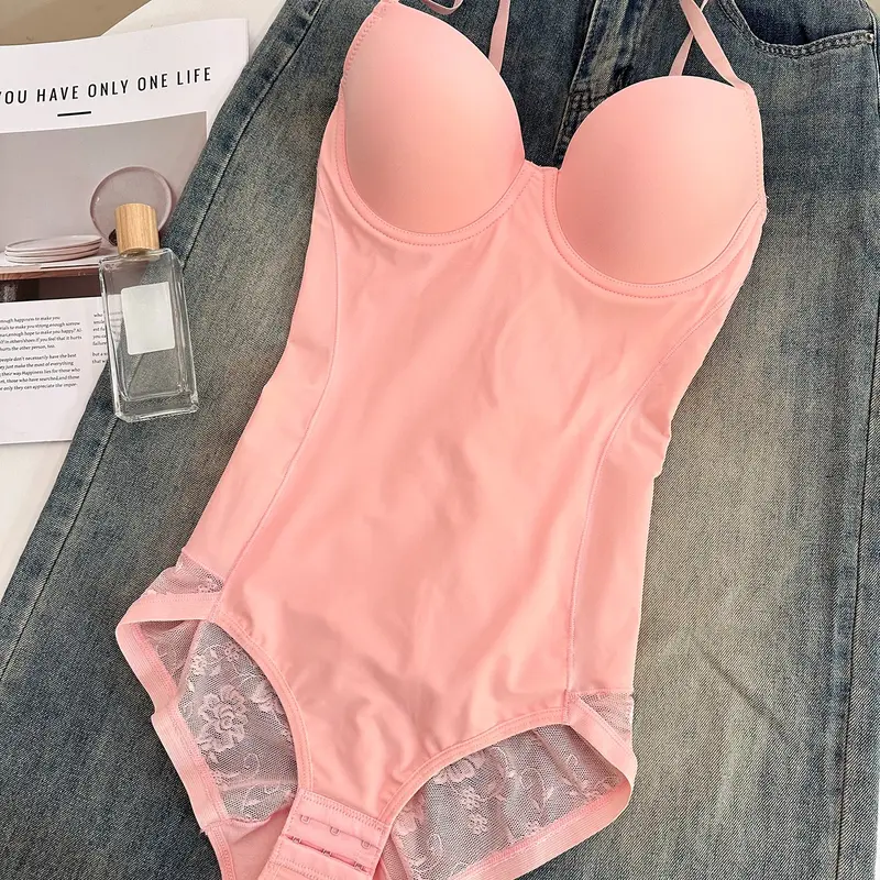 Deep V Neck Faja Shapewear Bodysuit with Bra Support, Women's Shaping Yoga, Adjustable Spaghetti Strap Tight Fitting Innerwear Shapewear Clothes XS-Xxl