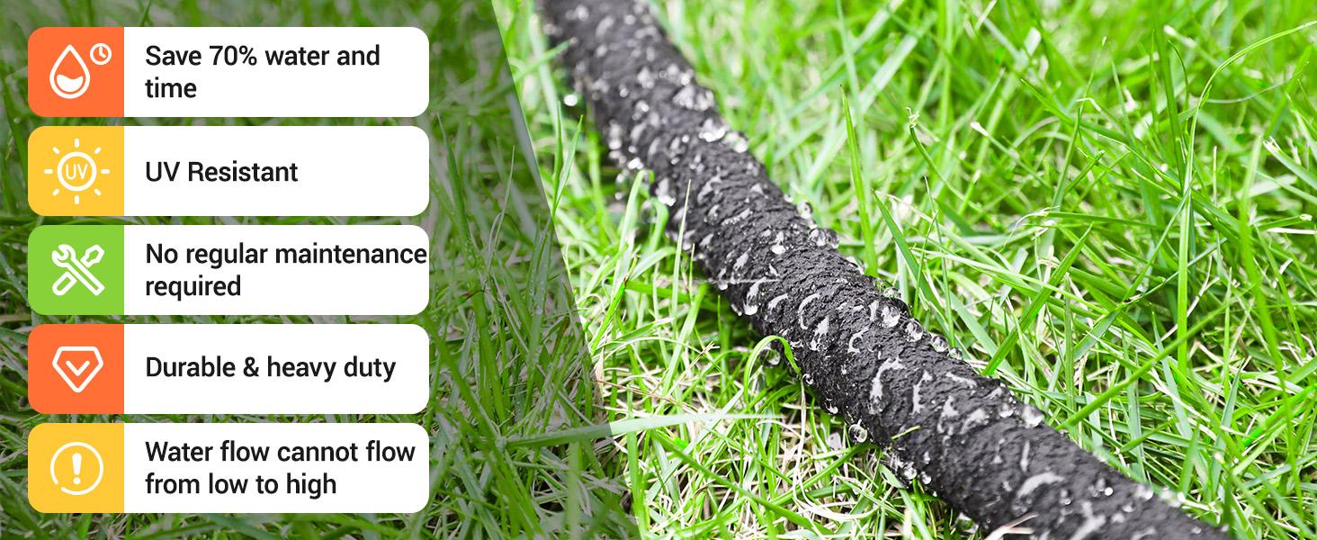 Soaker Hose Kit 50/100/150 ft 1/2", Solid Brass Connectors Rubber Longer Lasting, Heavy Duty Drip Hose to Save 70% Water, Soaker Hose for Garden, Lawn and Yard Soaker Hose Kit 50/100/150 ft 1/2", Solid Brass Connectors Rubber Longer Lasting, Heavy Duty Drip Hose to Save 70% Water, Soaker Hose for Garden, Lawn and Yard