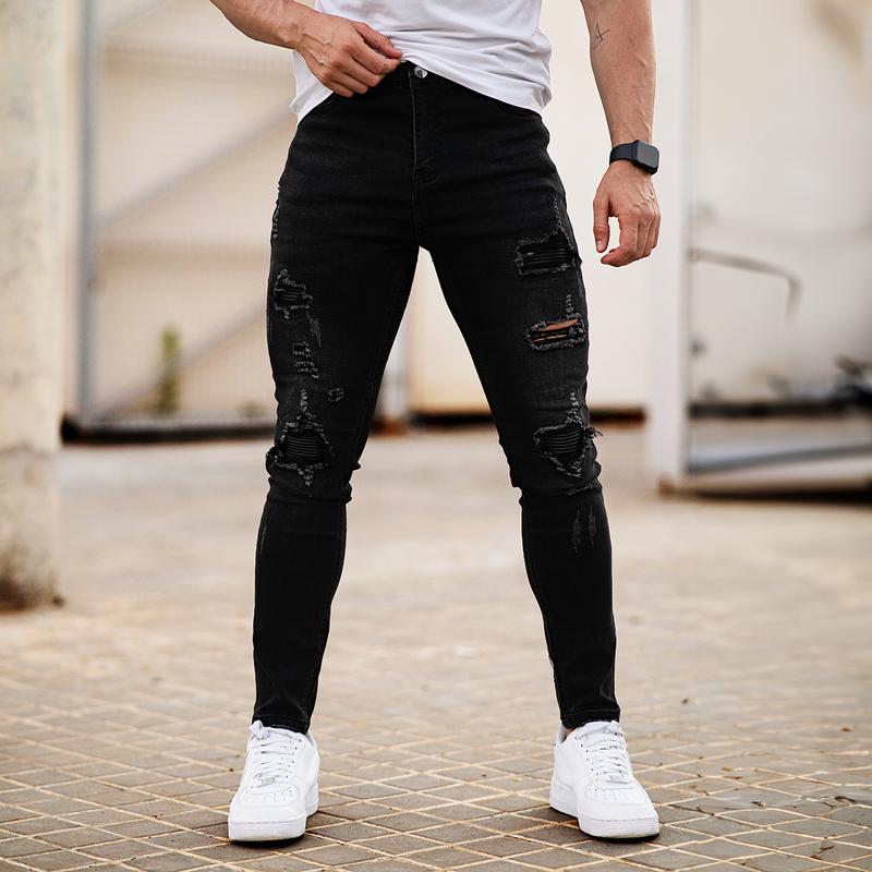 GINGTTO Men's Slim Fit Ripped Stretch Skinny Jeans Distressed Tapered Leg Fashion Pants