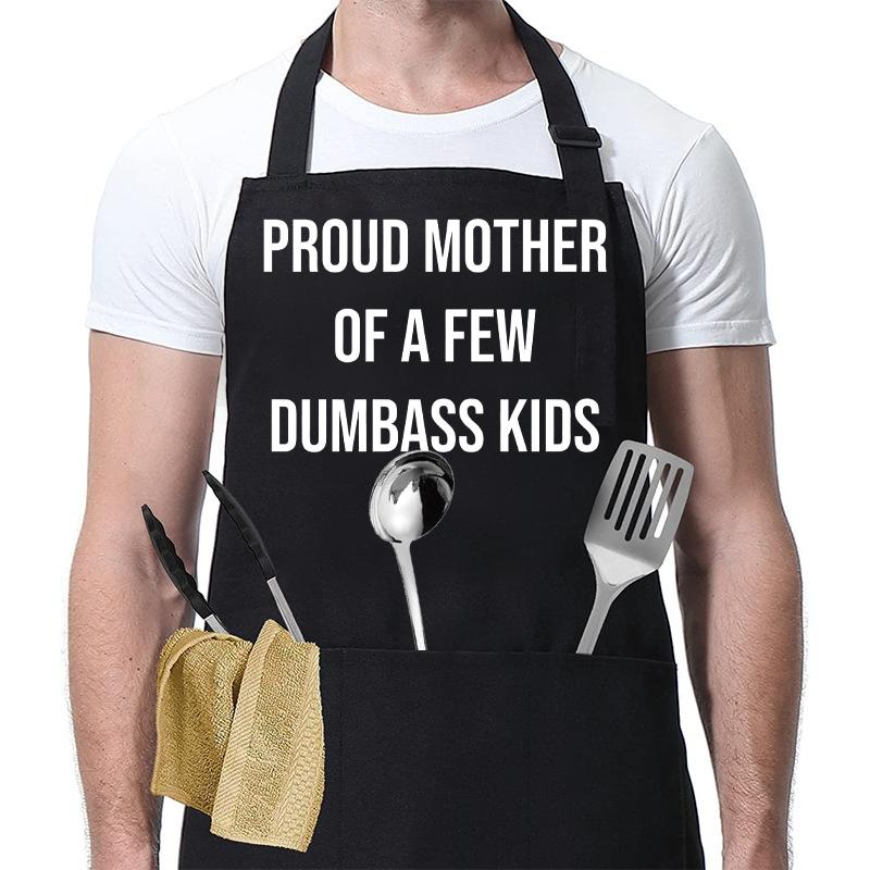 Polyester Kitchen Apron With Adjustable Neck Strap & 3 Pockets, 1 Count Unisex BBQ Apron, Birthday Present,Gift for Husband,Son & BF,Father's Day Gift,Gift for Daughter&Wife&GF,Mother's Day Gift,With Slogan"MY MEAT IS 100% GOING IN YOUR MOUTH"