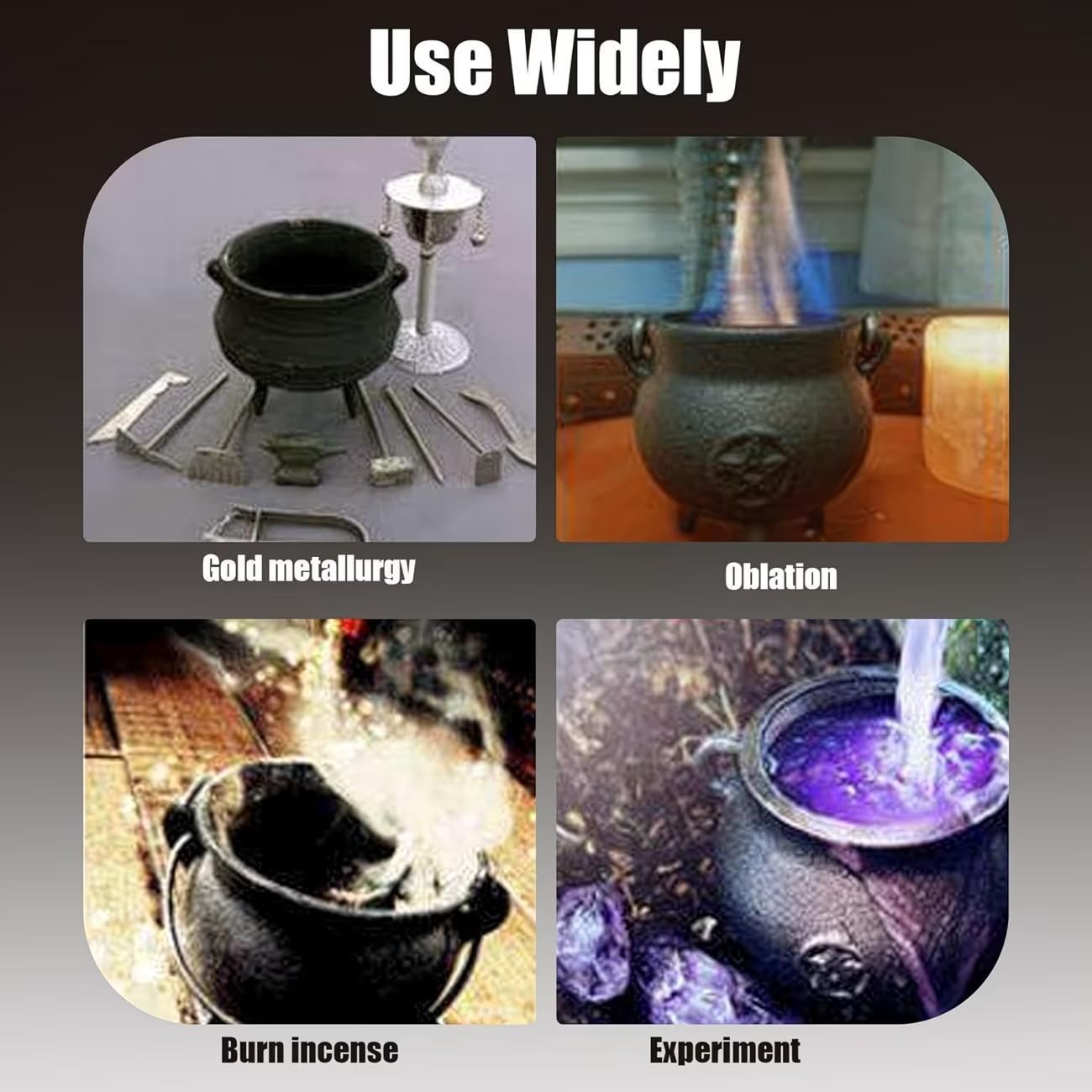 Cast Iron Witchcraft Cauldron with Lid and Carry Handle, Perfect for Spells, Halloween Decor, Incense Burning, Classic Practical Supplies