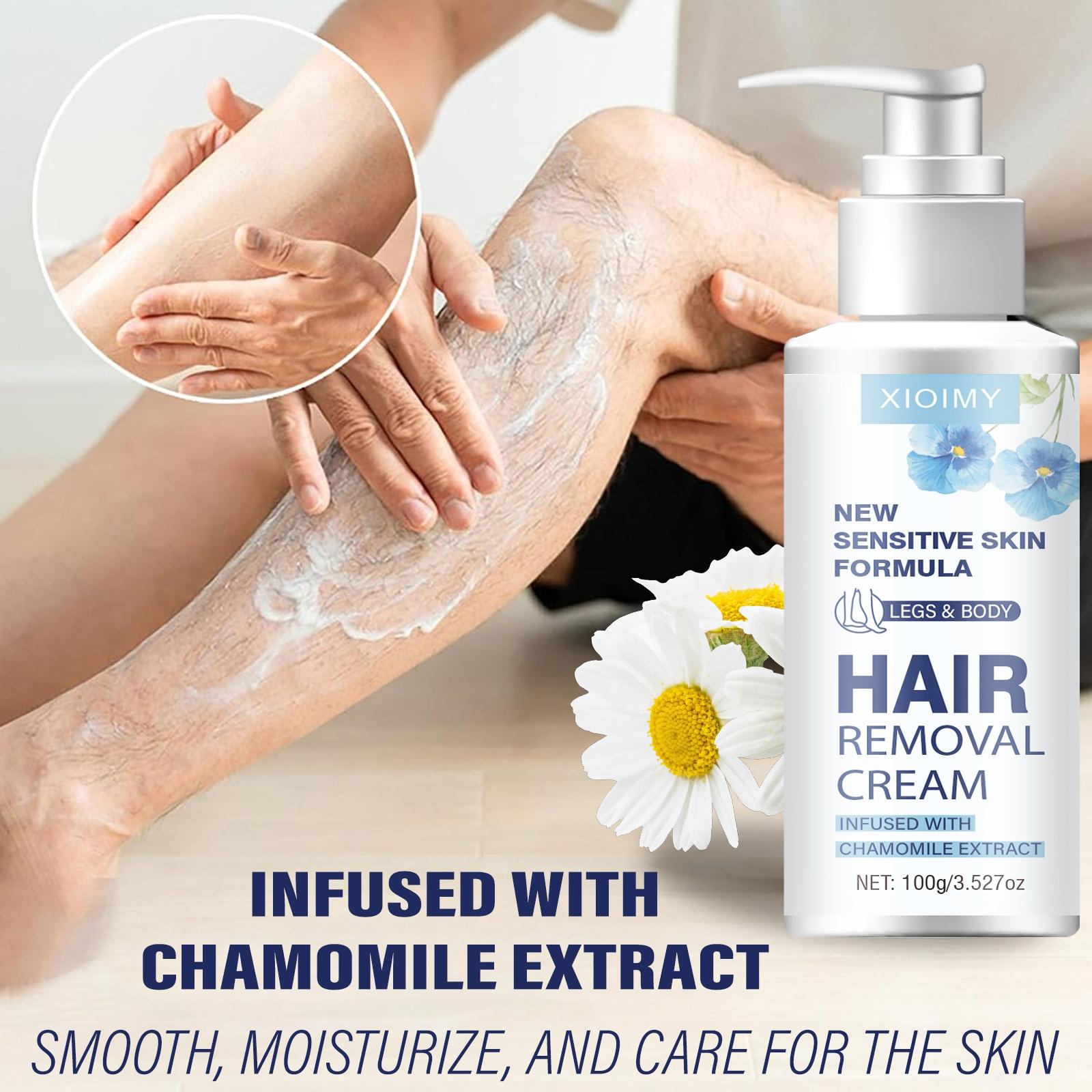 100g Strong Hair Removal Cream, Natural Ingredients, Chamomile Infused, Pain-Free Gentle Formula with No Irritation, Quick Hair Removal for Lips, Armpits, Legs