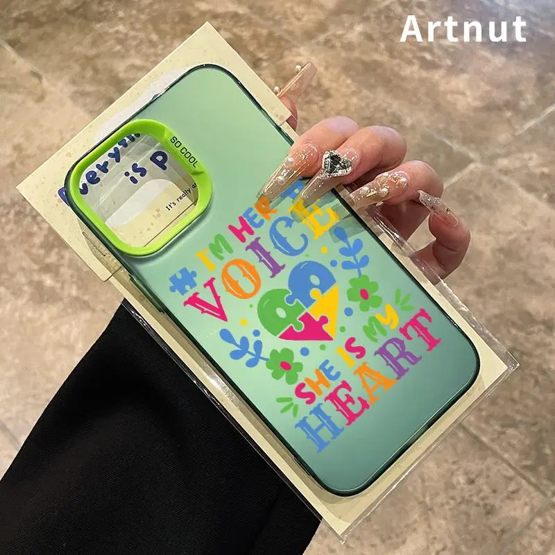 Autism Pattern IMD Silicone-PC Hybrid Hard Shell Phone Case for Girls - Holographic, Soft Edges, Rugged Durability, Anti-Drop, Scratch Resistant, Anti-Slip Grip That Stays Put, Fits iPhone 17 Air,16 Pro Max,16E,15,14 Plus,13,12,11 Promax,X,XS,XR,XS Max