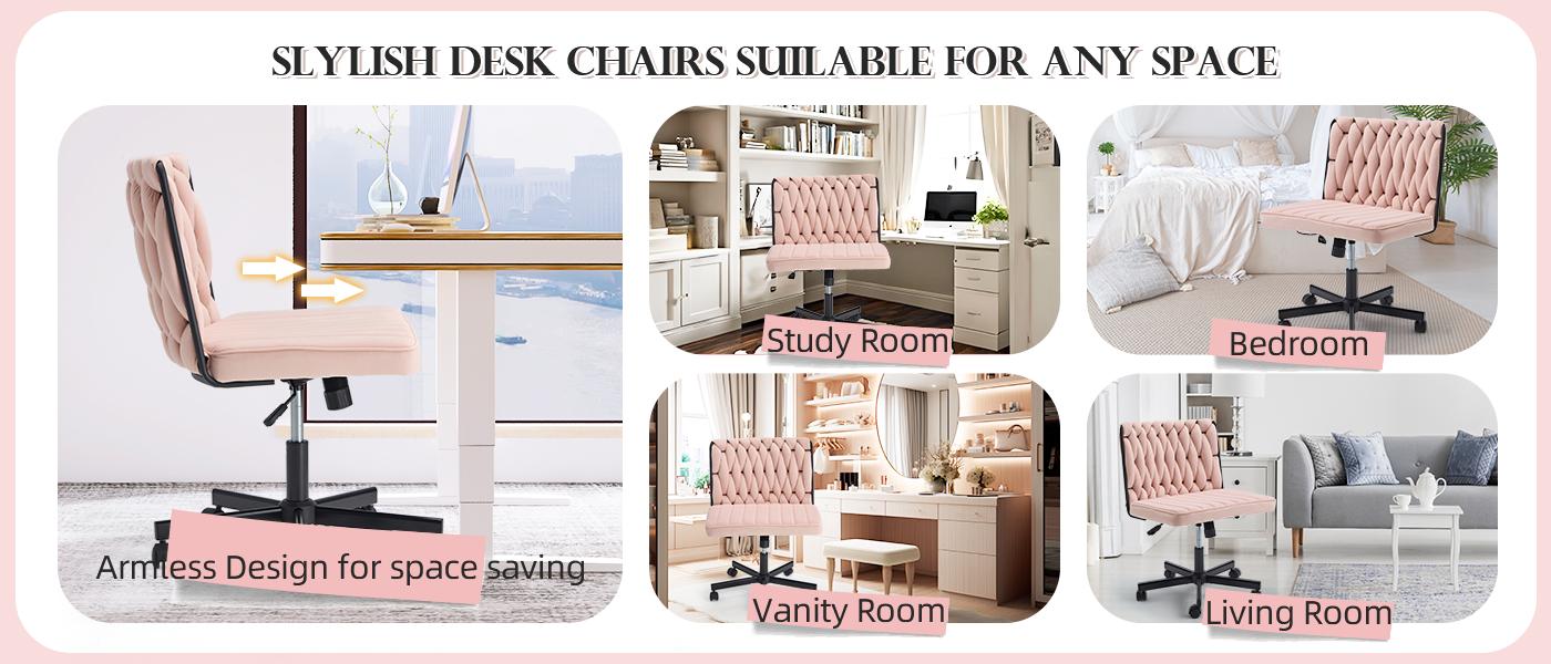 EROMMY Height Adjustable Criss Cross Chair with Removable Wheels,Cross-legged Armless Swivel Home Office Chair,Oversized Vanity and Reading Chair for Bed Room,Living Room