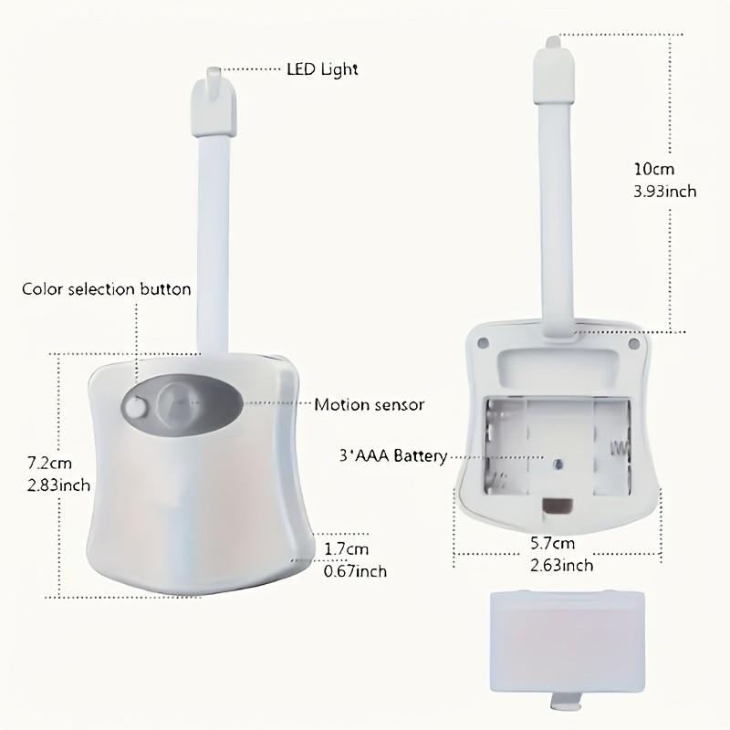 Smart Toilet Light with Motion Detection, 16 Color Options, Battery Powered, Infrared Sensor, Energy Saving, Safe Night Lighting