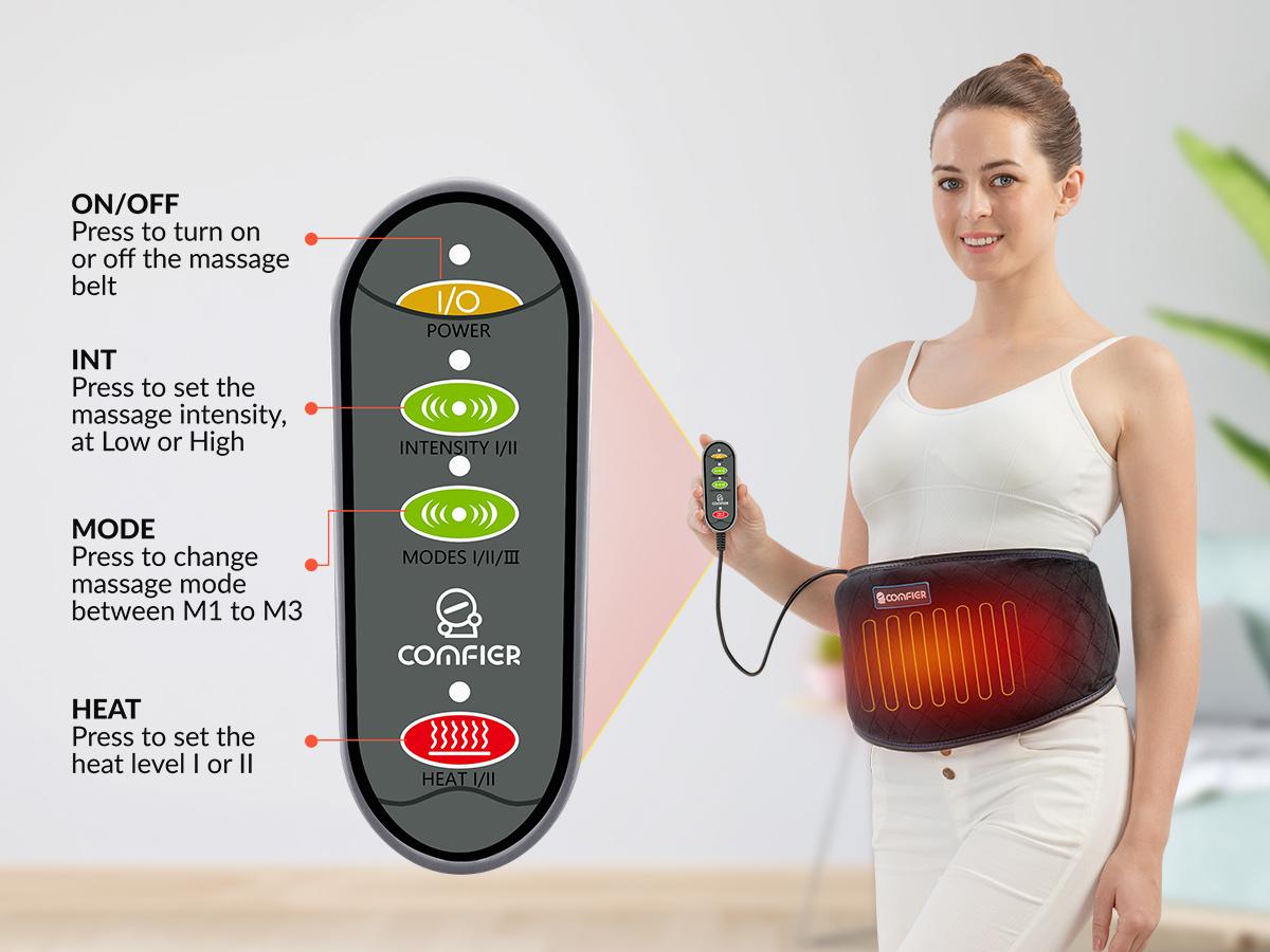 COMFIER Back Massager Heating Pad with Vibrating Massage 3 Modes 2 Intensities 2 Heat Levels for Home Office Relaxation Aid US Plug Gift for Mom Dad