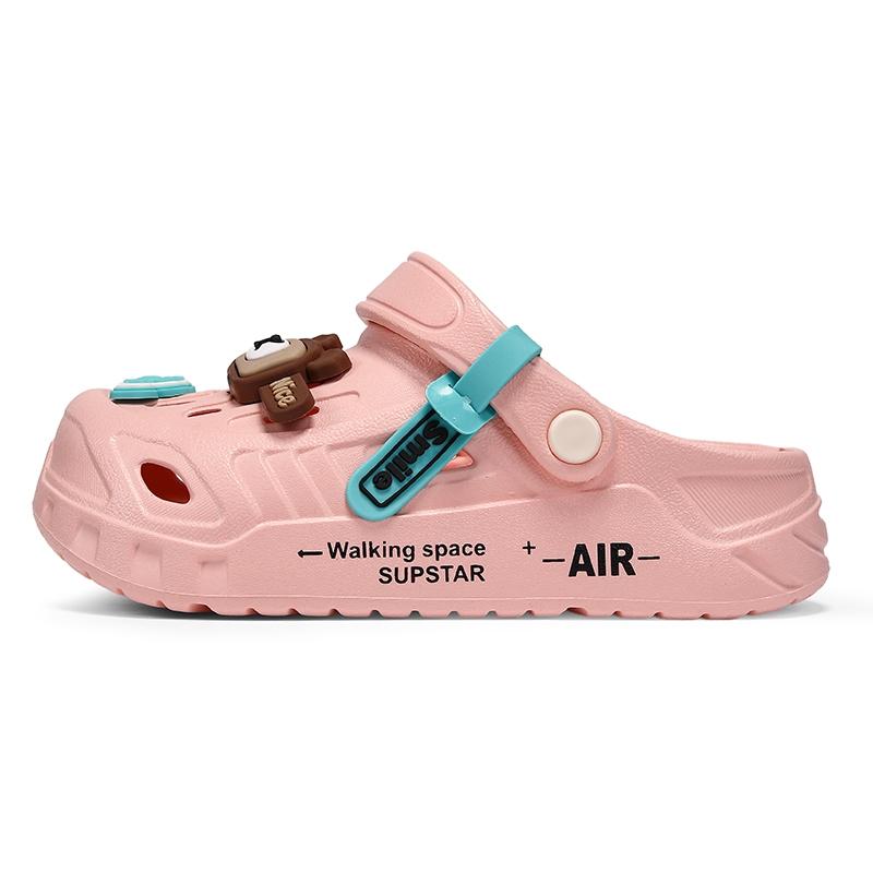 Thick Sole Height Boosting Bear Shoes, Hollow Out Design, Casual Eva Slippers, All Seasons, Less Than Ankle Height, Solid Pattern