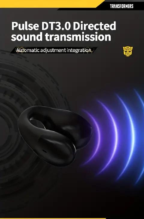 TRANSFORMERS TF-T05 Open Ear Clip Earbuds Bluetooth 5.4 Wireless Headphones with HD mic and 60 Hours Music Game Dual Mode,IPX4 Waterproof Fitness Running Earbuds