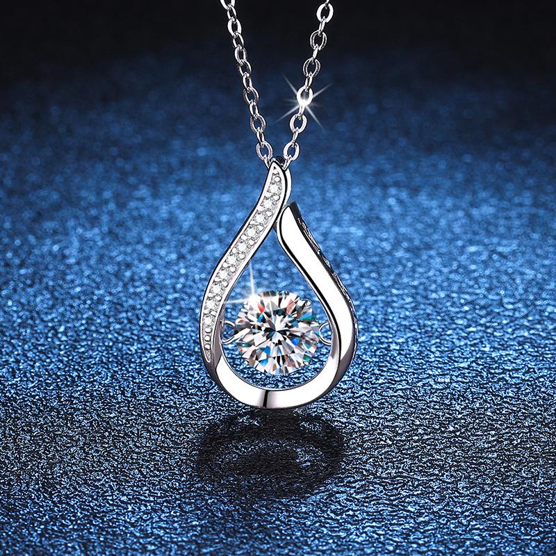 【Moved by love】925 sterling silver The Moving teardrop necklace 1 carat necklace The moving teardrop-shaped necklace shows unforgettable love necklace